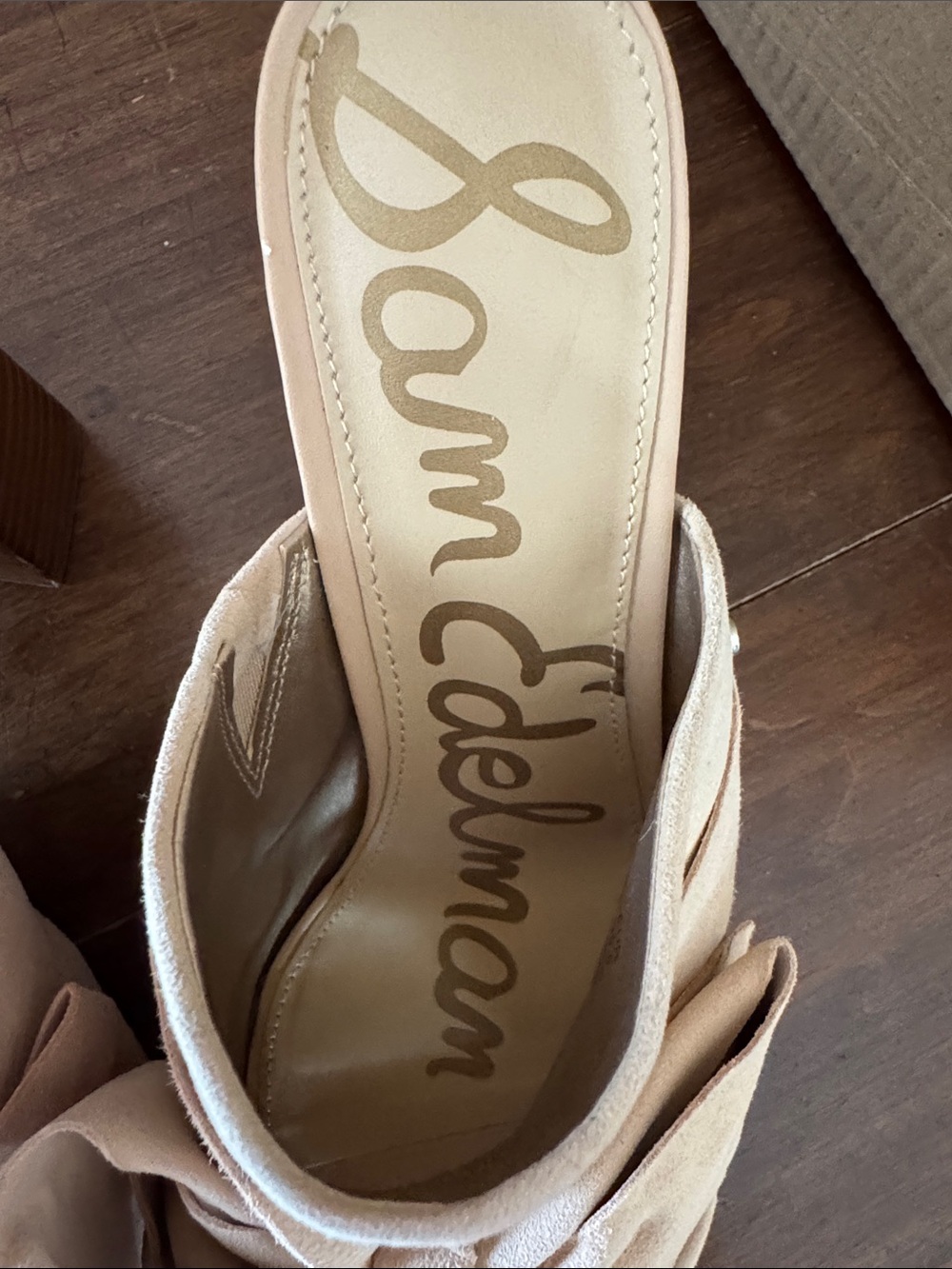 Sam Edelman Tan Suede Knot Bow Mules - Picture 5 of 6